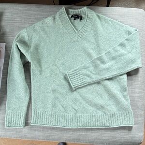 Theory Light Green V-Neck Sweater